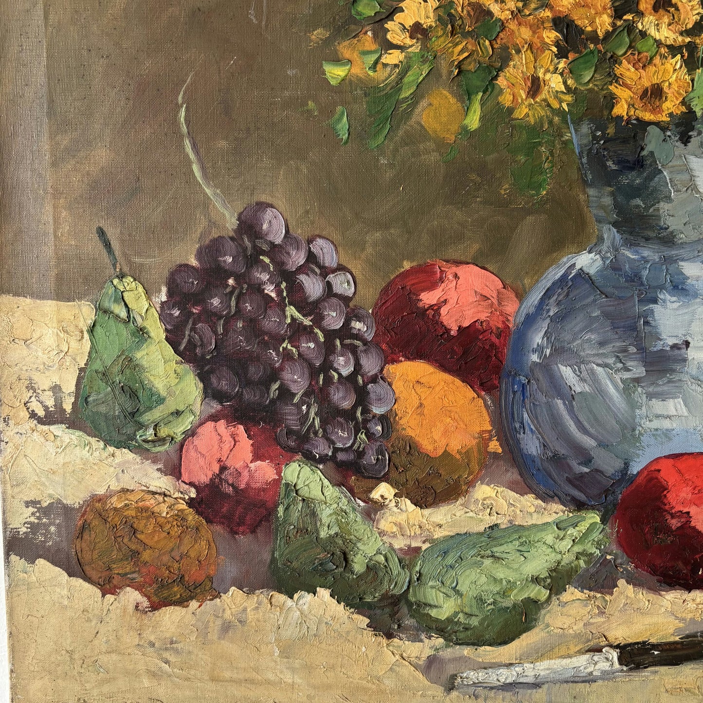 Authentic Floral Still Life Oil Painting "Sunflower Vase" Intriguing Medium Art