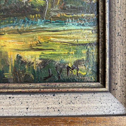 Vintage Landscape Oil Painting "Wooden Frame" Traditional Small Artwork Holland Art Shop