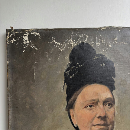 19th Century Antique Portrait Oil Painting "Elderly Woman" Artwork Holland Art Shop