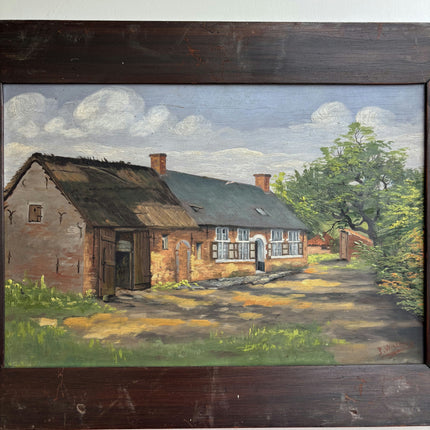 Elegant Farm Oil Painting "Farmhouse Roof" Handcrafted Artwork Holland Art Shop