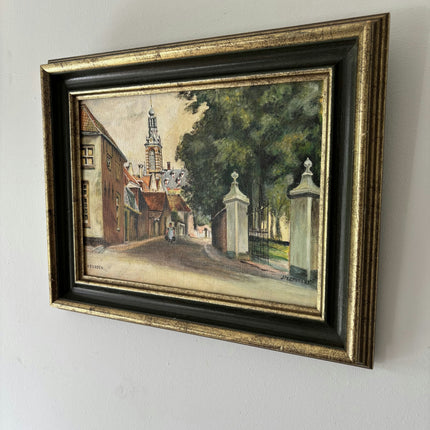 Traditional Cityscape Oil Painting "Village Street" Refined Art Holland Art Shop