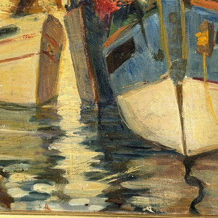 Rustic Harbor Scene Oil Painting "Sailboat Bow" Expressive Small Art Holland Art Shop
