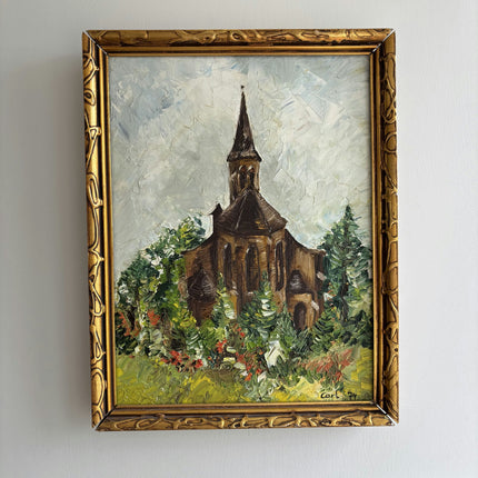 Handcrafted Landscape Oil Painting "Wooden Church" Timeless Artwork Holland Art Shop