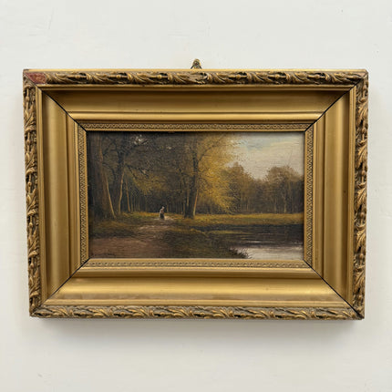 Refined Landscape Oil Painting "Solitary Woman" Rustic Small Artwork Holland Art Shop