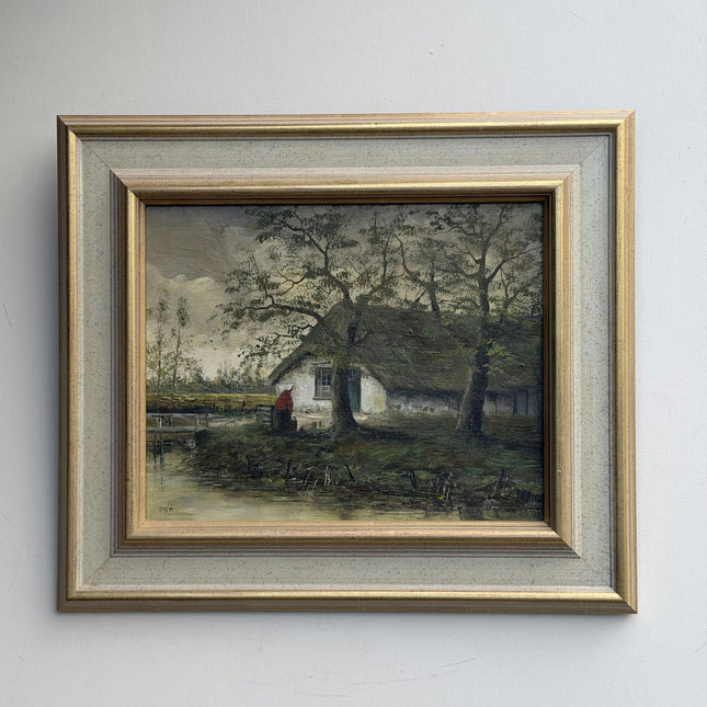 Expressive Farm Oil Painting "Thatched Cottage" Detailed Artwork Holland Art Shop