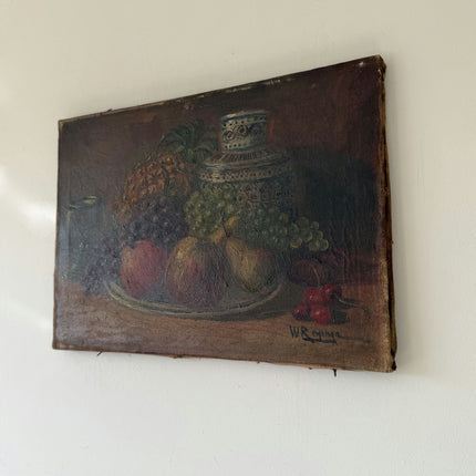 19th Century Antique Still Life Oil Painting "Fruit Plate" Small Art Holland Art Shop