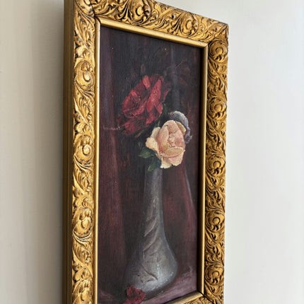 Traditional Floral Still Life Oil Painting "Single Rose" Vintage French  Artwork Holland Art Shop
