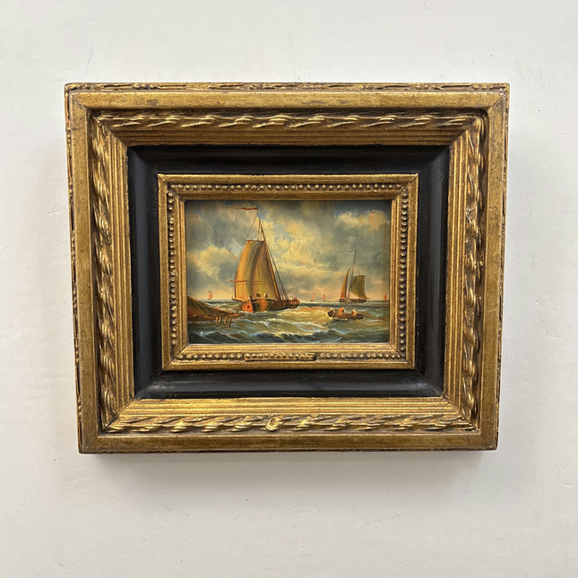 Classic Seascape Oil Painting "Sailing Boat" Original Small Artwork Holland Art Shop