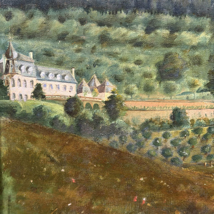 1909 Antique Landscape Oil Painting "Grazing Cow" Large Artwork Holland Art Shop