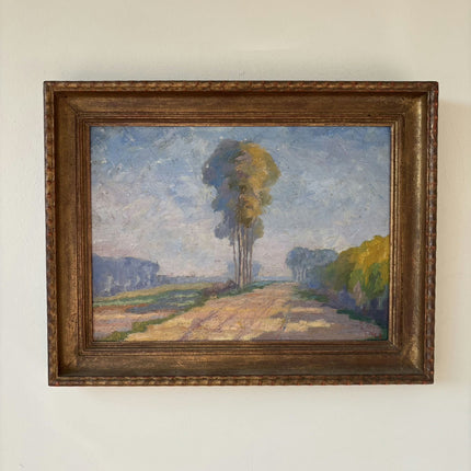 1922 Antique Interior Oil Painting "Tall Trees" Small Art Holland Art Shop