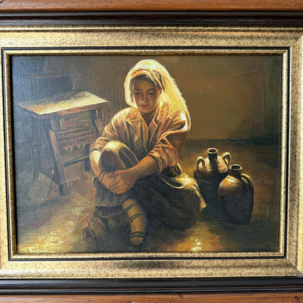 Elegant Portrait Oil Painting "Seated Woman" Rustic Artwork Holland Art Shop