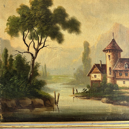 19th Century Antique Landscape Oil Painting "Gilded Frame" Small Art Holland Art Shop
