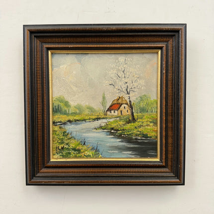 Detailed Landscape Oil Painting "Wooden Frame" Handcrafted Small Art Holland Art Shop