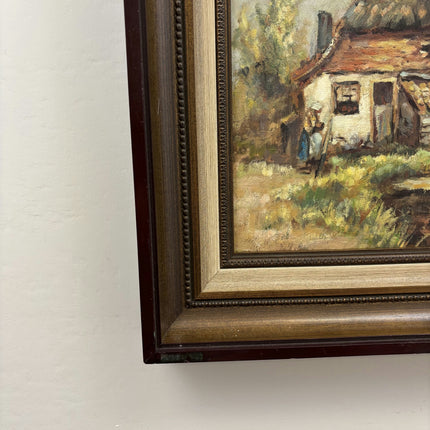 Handcrafted Landscape Oil Painting "Thatched Cottage" Vintage Art Holland Art Shop