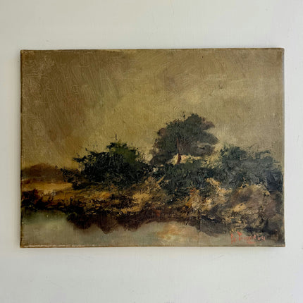 Vintage Landscape Oil Painting "Lone Tree" Refined Small Artwork Holland Art Shop