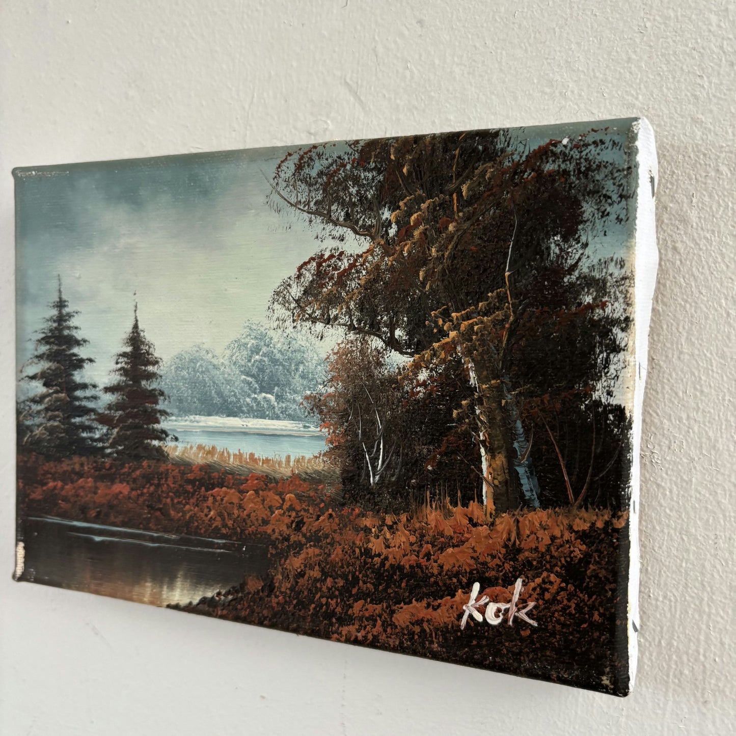 Remarkable Oil Painting Landscape "Autumn Trees" Expressive Small Artwork