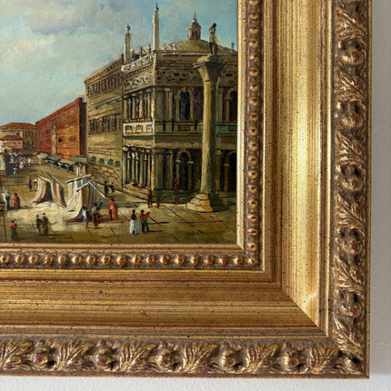Refined Oil Painting Harbor Scene "Canal Scene" Wonderful Small Artwork Holland Art Shop
