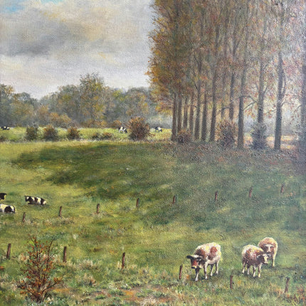 Detailed Landscape Oil Painting "Grazing Cows" Expressive Dutch Artwork Holland Art Shop