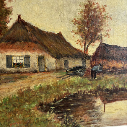 Expressive Landscape Oil Painting "Thatched Cottage" Handcrafted Artwork Holland Art Shop