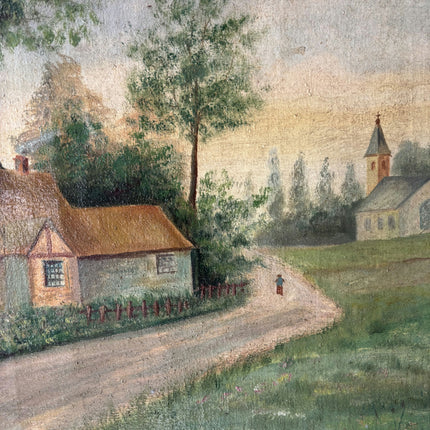 19th Century Antique Landscape Oil Painting "Thatched Cottage" Large Art Holland Art Shop