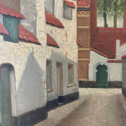 Handcrafted Cityscape Oil Painting "Row Houses" Elegant Small Artwork Holland Art Shop