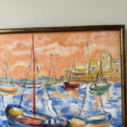 Refined Harbor Scene Oil Painting "Colorful Boats" Traditional Art Holland Art Shop