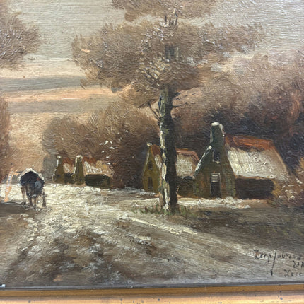 Classic Winter Landscape Oil Painting "Snowy Road" Expressive Small Artwork Holland Art Shop