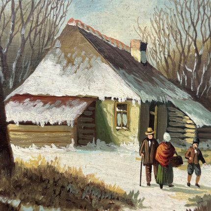 Traditional Winter Landscape Oil Painting "Gilded Frame" Detailed Small Artwork Holland Art Shop