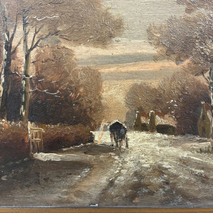 Classic Winter Landscape Oil Painting "Snowy Road" Expressive Small Artwork Holland Art Shop