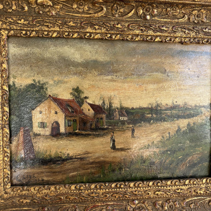 1924 Antique Landscape Oil Painting "Gilded Frame" Small Art Holland Art Shop