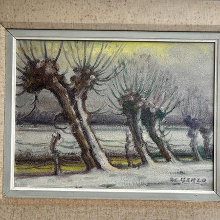 Elegant Winter Landscape Oil Painting "Thistle Trees" Original Artwork Holland Art Shop