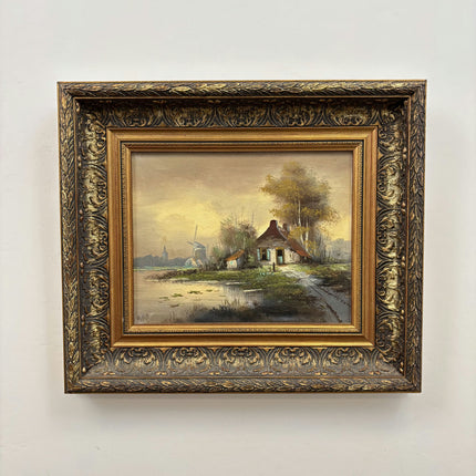 Refined Landscape Oil Painting "Thatched Cottage" Rustic Art Holland Art Shop