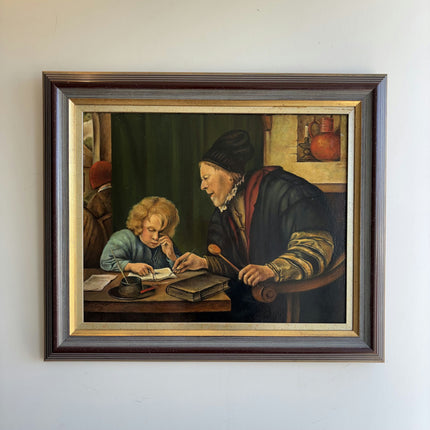 Refined Figurative Oil Painting "Old Teacher" Vintage Art Holland Art Shop