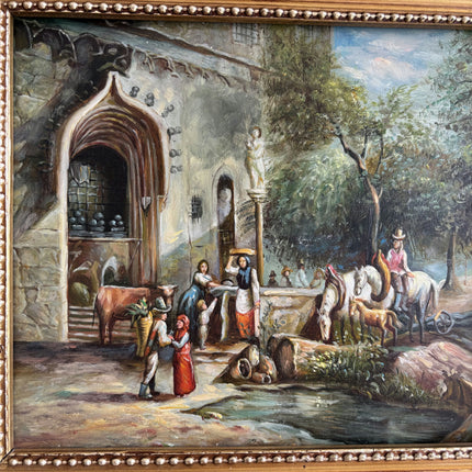 Vintage Figurative Oil Painting "Mounted Painting" Authentic Small Artwork Holland Art Shop