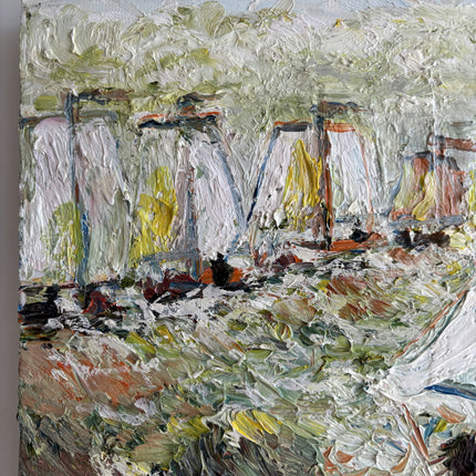 Vintage Seascape Oil Painting "Sailing Boat" Expressive Small Art Holland Art Shop