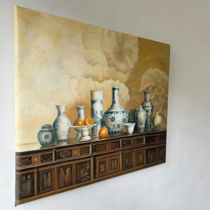 Refined Still Life Oil Painting "Blue Vase" Classic Art Holland Art Shop