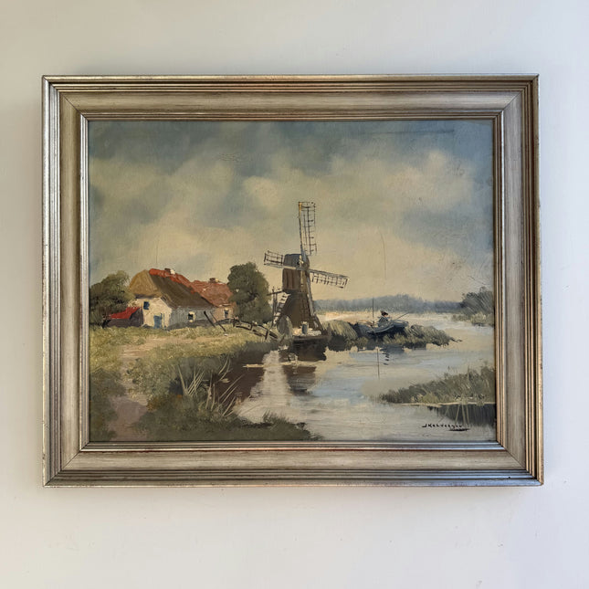 Handcrafted Landscape Oil Painting "Windmill Structure" Expressive Art Holland Art Shop