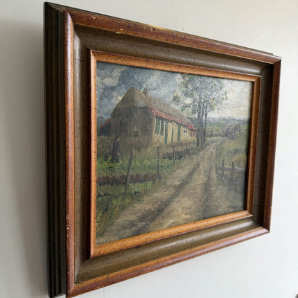 Expressive Farm Oil Painting "Thatched Cottage" Authentic Small Artwork Holland Art Shop