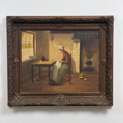 Vintage Interior Oil Painting "Wooden Frame" Refined Artwork Holland Art Shop