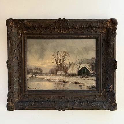 Expressive Oil Painting Winter Landscape "Framed Canvas" Medium Artwork
