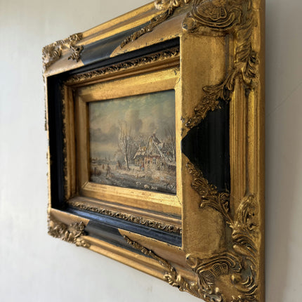 19th Century Antique Seascape Oil Painting "Gilded Frame" Small Art Holland Art Shop