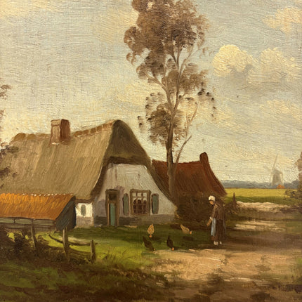 Authentic Farm Oil Painting "Thatched Cottage" Refined Art Holland Art Shop
