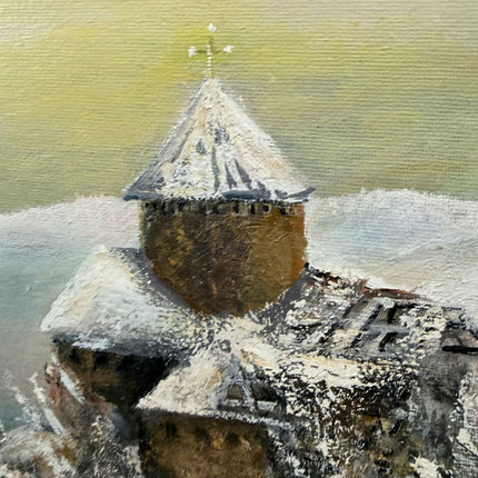 Handcrafted Winter Landscape Oil Painting "Snowy Castle" Vintage Large Art Holland Art Shop