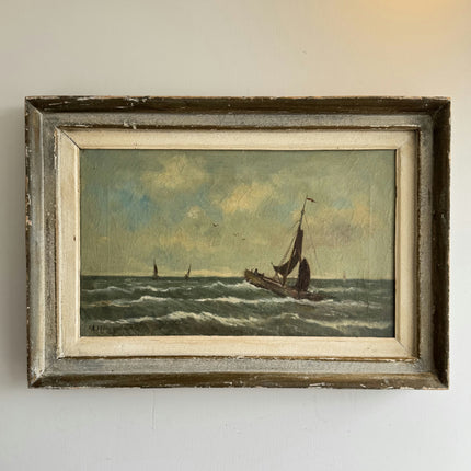 Detailed Seascape Oil Painting "Sailing Boat" Expressive Artwork Holland Art Shop