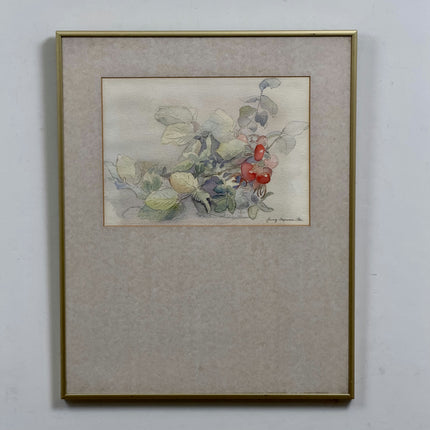 Classic Still Life Aquarel "Red Berries" Timeless Art Holland Art Shop