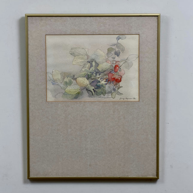 Classic Still Life Aquarel "Red Berries" Timeless Art Holland Art Shop