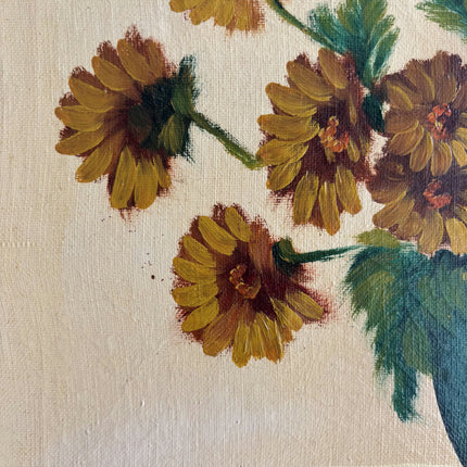 Detailed Floral Still Life Oil Painting "Green Vase" Expressive Artwork Holland Art Shop