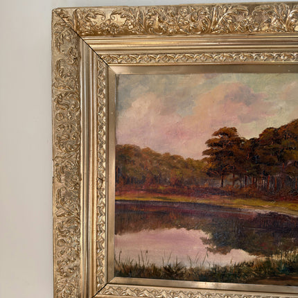 19th Century Oil Painting Landscape "Reflective Pond" Medium Art Holland Art Shop