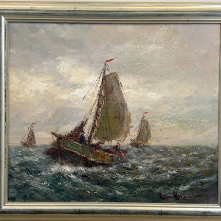 Vintage Seascape Oil Painting "Churning Water" Handcrafted Large Art Holland Art Shop