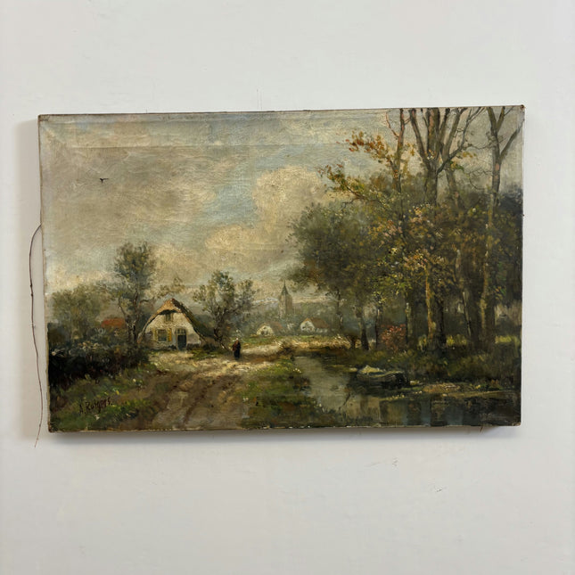 Vintage Landscape Oil Painting "Thatched Cottage" Timeless Artwork Holland Art Shop
